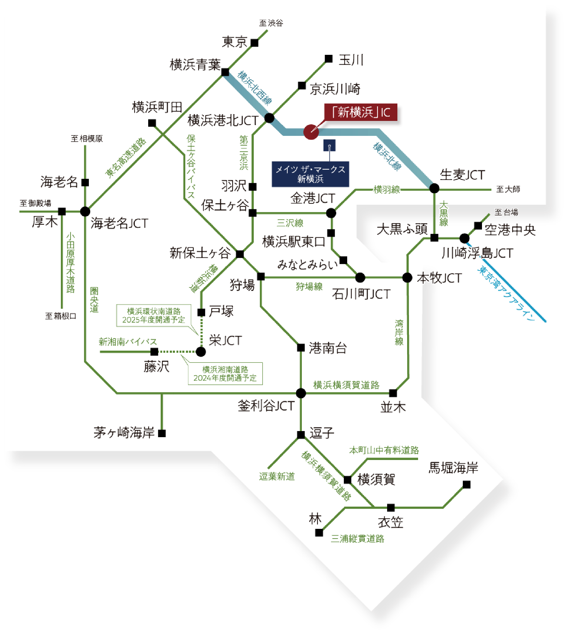 新横浜ICを中心としたカーアクセス